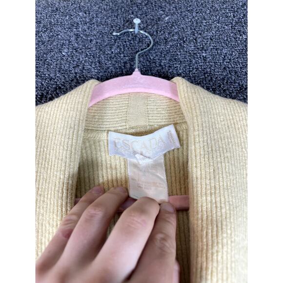 Vintage Escada Margaretha Ley Ribbed Open Front Wool Cardigan Womens 40 Yellow - Picture 4 of 16